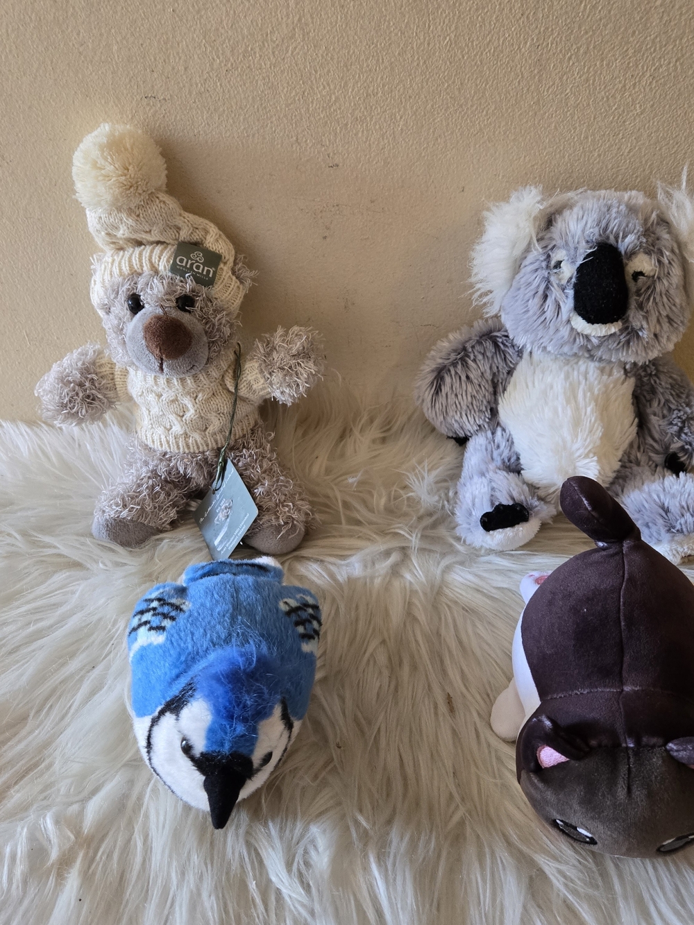 Teddy Bear, Koala Bear, Blue Jay Stuffed Bird & Aphmau Meemeows -Plush Toys